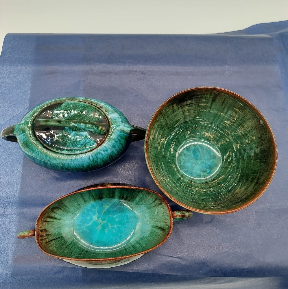 Bowl Sugar Open Sugar Blue Mountain Pottery Green Blue Redware Clay - Picture 9 of 9